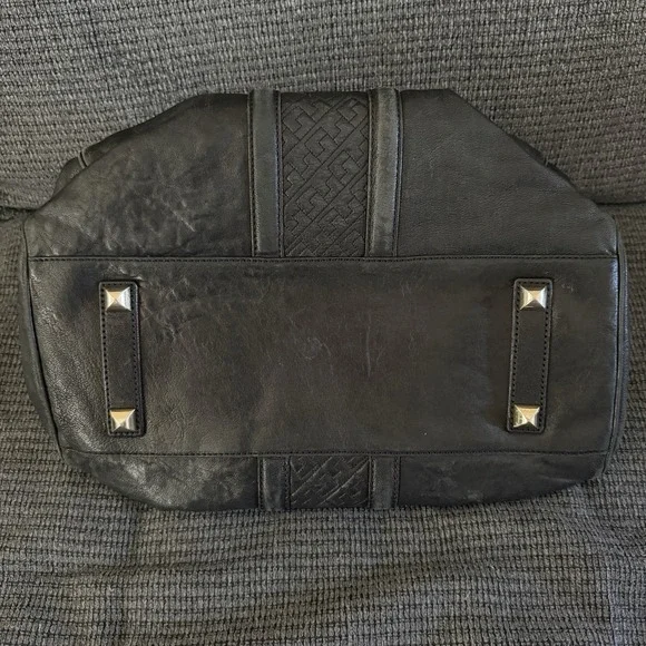 Vintage Y2K L.A.M.B Gwen Stefani Black Leather Purse Shoulder Handbag Lock Charm - Picture 10 of 16